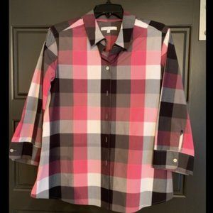Foxcroft Plaid Wrinkle-Free Button Down Tunic Top